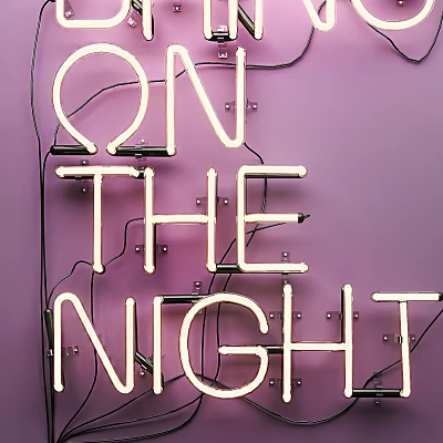 Bright Neon Decorative Light Displaying ON THE NIGHT on Purple Wall for Home Decor 3d model