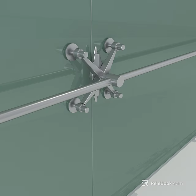 Durable Metal Connector on Green Surface with Stainless Steel Bolts and Rod 3d model 