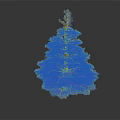 Tall Green Pine Tree With Lush Dense Foliage Isolated On Dark Background