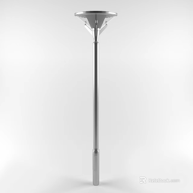 Modern Silver Outdoor Light Featuring Slender Pole And Forked Head Design 3d model 