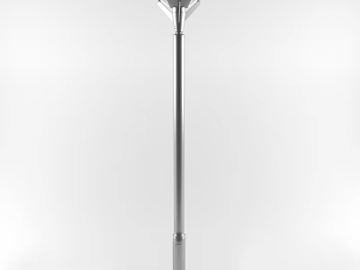 Modern Silver Outdoor Light Featuring Slender Pole And Forked Head Design 3d model