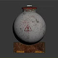 White Gas Tank With Red Top MB Logo Rustic Details And Metal Stand