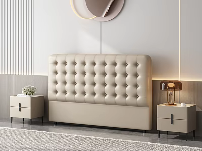 Modern Elegant Bedroom Interior with Tufted Headboard Bedside Tables Lamp and Decorative Artwork 3d model