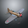 Vintage Airplane Model With Brown Fuselage Silver Wings Red Propeller And Red Star Emblems