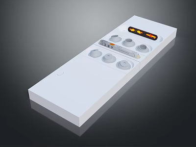 White Electronic Control Panel With Circular Buttons And Digital Display Screen 3d model