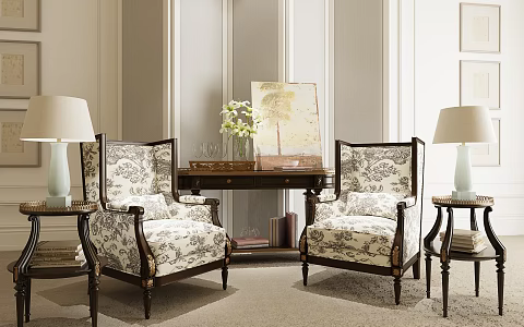 American leisure sofa combination table and chair 3d model