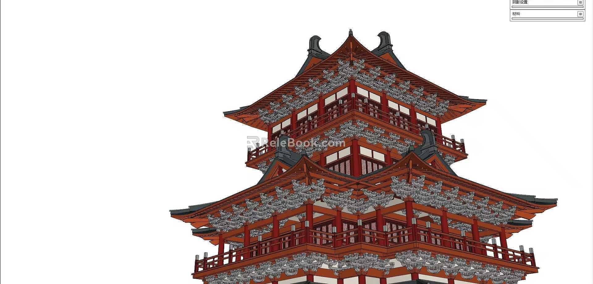 Chinese-style Tower Building Attic in Han and Tang Dynasties 3d model