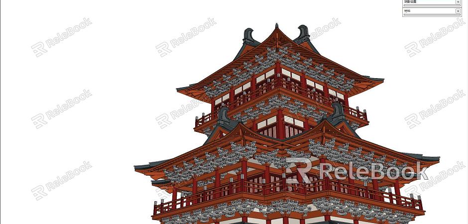 Chinese-style Tower Building Attic in Han and Tang Dynasties model