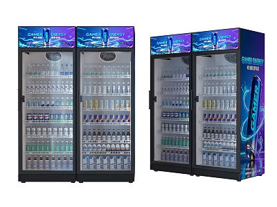 Modern Commercial Refrigerators With Double Glass Doors For Beverage 3d model