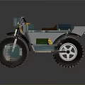 Unique Teal Three Wheeled Motorcycle With Brown Seat And Modern Design