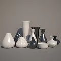 Modern Ceramic Vessels In White And Black With Various Shapes For Home Decor