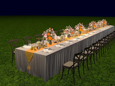 American Country Style Meichen Tables and Chairs Bohemian Style Meichen Tables and Chairs Retro Style Meichen Tables and Chairs Pastoral Style Meichen Tables and Chairs Banquet Floriculture Decoration Meichen Tables and Chairs 3d model