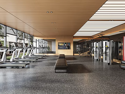 Modern Fitness Gym With Treadmills Strength Training Equipment And Spacious Workout Space 3d model