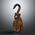 Old Rusty Metal Pulley With Hook And Wheel Vintage Mechanical Tool