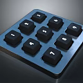 Modern Electronic Numeric Keypad With Black Keys And Blue Metallic Base Design Layout