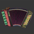 Black Concertina Accordion With White Keys Bellows And Decorative Patterns For Household Use