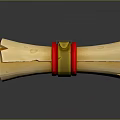 Light Colored Rolled Paper With Red Yellow Straps And Metal Buckle On Dark Background With Reflection