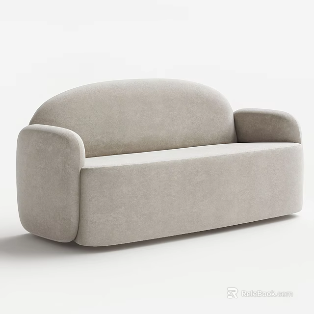 Beige Multi Seat Sofa With Modern Rounded Arms And Comfortable Design For Living Room 3d model 