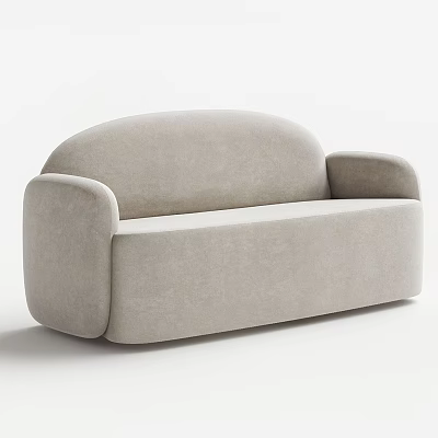 Beige Multi Seat Sofa With Modern Rounded Arms And Comfortable Design For Living Room 3d model