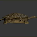 Ancient Carved And Painted Turtle Sculpture With Detailed Design Patterns 3d model