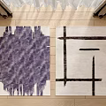 Modern Square Rugs With Purple Abstract Pattern And Black Geometric Design 3d model