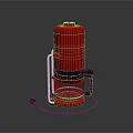 Red Industrial Equipment With Metal Support Stand And Flexible Hose Design