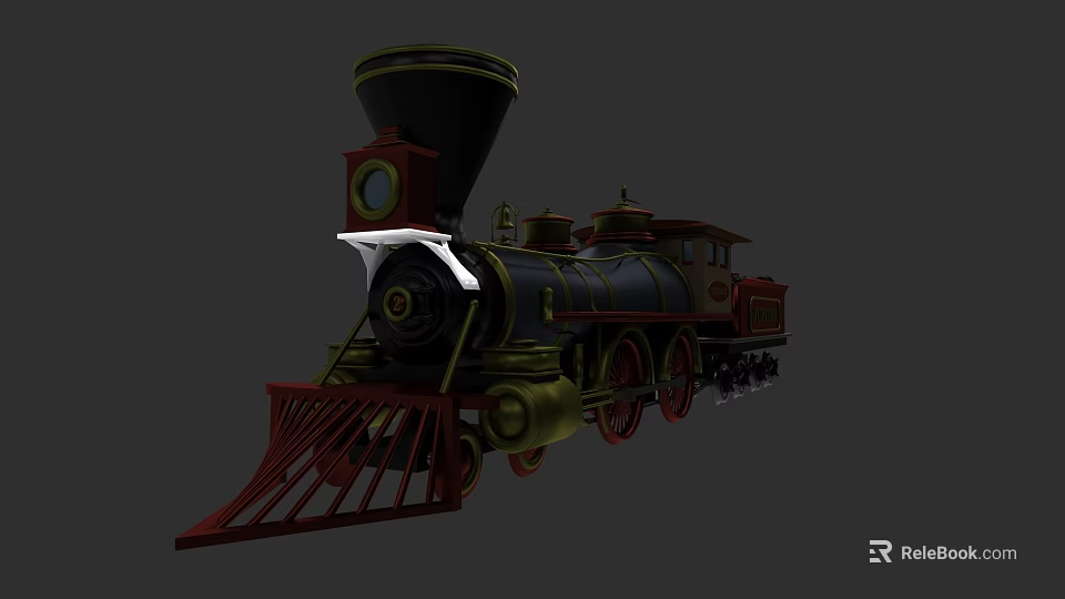 Vintage Steam Train Locomotive with Classic Black Red Design and Iron Wheels 3d model 