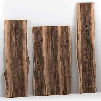 Wooden Wall Hangings With Natural Wood Grain Dark Brown Irregular Shape White Background 3d model