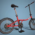 Two Red Foldable Bicycles With Black Seats Sturdy Frames And Urban Style 3d model