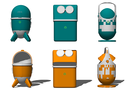 Modern trash can children cartoon trash can trash can 3d model