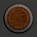 Wooden Barrel With Silver Metal Hoops And Natural Wood Grain Finish