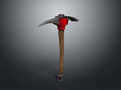 Yang Pickaxe Cross Draft Steel Tools Wood Handle Yang Pickaxe Cartoon Yang Pickaxe Tools Hardware Tools Processing Tools 3d model