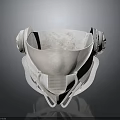 White Structured Helmet Mask With Ear Covers Front Panel Stylish Headwear For Modern Fashion