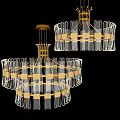 Modern Luxury Chandelier With Gold Metal Frame And Clear Glass Geometric Design For Interior Decoration