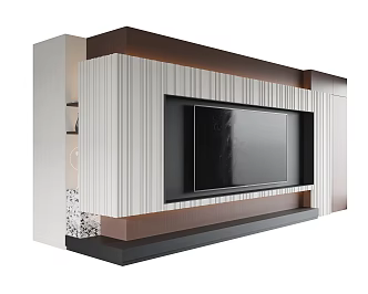 TV background wall wood veneer background wall grille background wall floor decoration cabinet 3d model