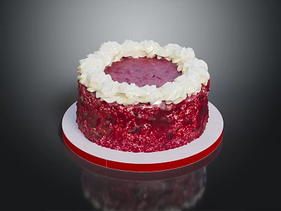 Delicious Red Velvet Cake With White Cream Frosting And Red Filling Layer 3d model