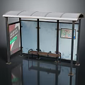 Modern Bus Stop Shelter Design With Metal Frame Wooden Bench And Information Sign