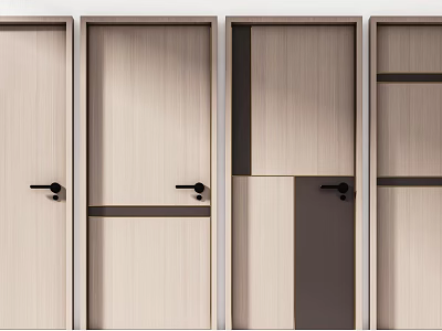 Modern Light Wooden Hinged Doors With Different Panel Designs For Home Interior 3d model