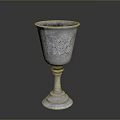 Silver Decorative Goblet With Carved Floral Patterns And Elegant Base Design