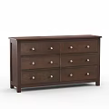 Brown Wooden Sideboard with Six Drawers for Dining Room Storage Solution 3d model