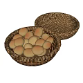 Organic Fresh Brown Eggs Arranged in Woven Baskets on White Background