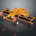 Yellow Agricultural Tillage Equipment With Discs Wheels And Red White Markers
