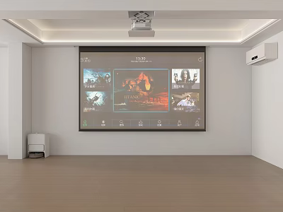 Projection Monitoring System With Large Screen Display Multiple Surveillance Cameras Indoor Room Setup 3d model