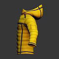 Yellow Padded Hooded Jacket With Blue Stripes Modern Stylish Design