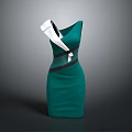 Modern Green Dress Sculpture With White And Black Accents And Sleek Design