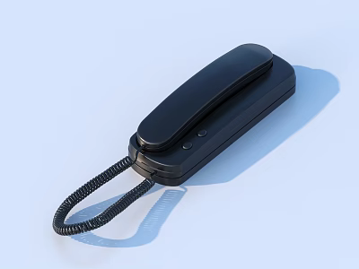 Black Landline Phone With Coiled Cord Classic Design For Home Use 3d model