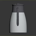 Stainless Steel Vacuum Flask With Silver Body Dark Gray Lid And Handle
