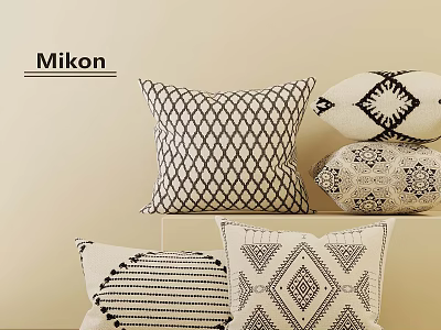 Mikon Black And White Decorative Pillows With Various Geometric Patterns And Designs 3d model
