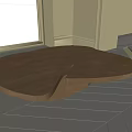 Modern Unique Shaped Coffee Table With Warm Brown Finish In Minimalist Interior 3d model