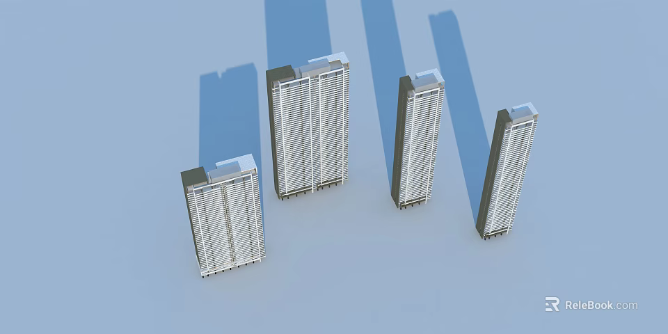 Modern High Rise Residential Buildings Exterior Design With Sleek Multiple Structures And Contemporary Style 3d model 